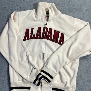 Alabama Crimson Tide Zip Up Sweatshirt Press Box Medium Embroidered Off White - Picture 1 of 12