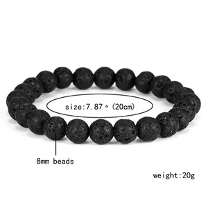 NEW 4/pc Black 8mm meditation defuser add a scent Yoga Gemstone stretchy (1J) - Picture 1 of 4