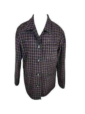 Liz Claiborne Wms Sz M Multi Color Check Bumpy Texture Jacket S74 - Image 1 of 4