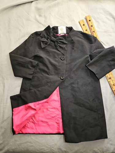 Giacca da donna Kate Spade grande nera rosa caldo foderata fiocco con bottoni top