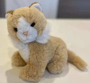 Peluche vintage gattino gatto occhi arancioni soffice bianco marrone gattino giocattolo morbido 10" - Foto 1 di 6