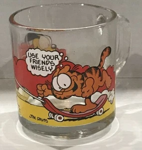 Taza de café de vidrio transparente Garfield McDonalds 1978 vintage usa a tus amigos sabiamente - Imagen 1 de 4