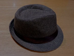 Classic Fedora Hat Men/Women Wide Brim Brown tweed/solid band One size - Picture 1 of 3