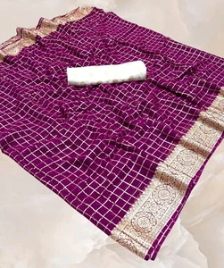 Viscose Georgette Saree,Wedding Saree,Fancy Lining Design Saree - Picture 1 of 16