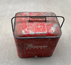 50er Vintage Lusttruhe Eiskühler für Sammler Requisiten Pflücker Rattenruten - Bild 1 von 13