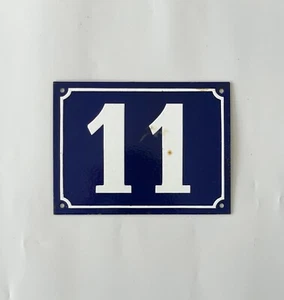 Vintage 1950's Enamel Porcelain Street House Sign 11 Plaque Number #11 - Picture 1 of 2