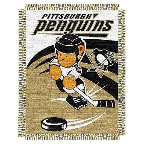 Pittsburgh Penguins NHL Triple Woven Jacquard Baby Throw Knit Blanket Cover