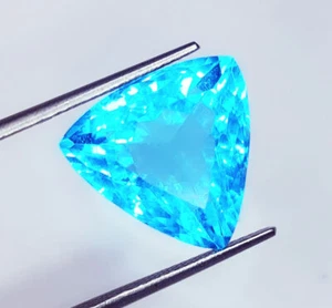 Loose Gemstone 10.47 Ct Blue Aquamarine Certified Trillion Shape Aquamarine Gem - Picture 1 of 10