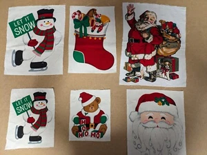 Christmas Patchwork Pieces - Mixed Sizes - Santa, Snowman 100% Cotton - New - Picture 1 of 9