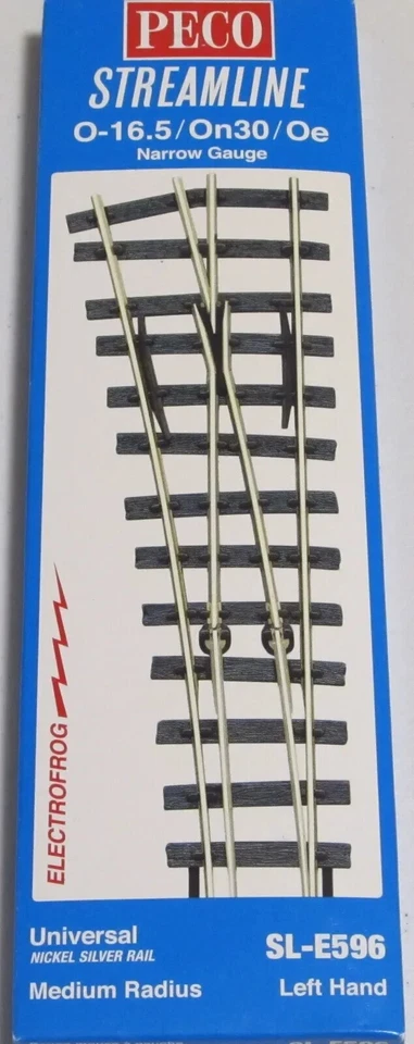 Peco SL-E596 ON30 Narrow Gauge Code 100 Left Hand Turnout - Image 1 of 1
