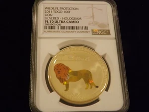 2011  100 F    TOGO  LION  HOLOGRAM      NGC PF 70 ULTRA CAMEO - Picture 1 of 2