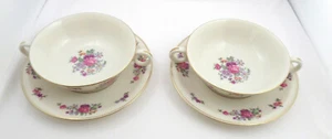 VTG Set of 2 Cream Soup 2 Handle Bowl - Cup & Saucer Theodore Haviland Arlington - Picture 1 of 8