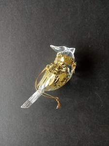 Beautiful Intricate Unique Crystal Like Clear Cardinal W Gold Wings Ornament - Picture 1 of 9
