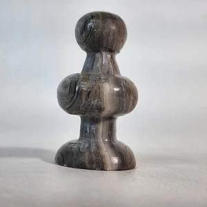 Pieza de ajedrez peón piedra mármol ónix gris mexicano tallada a mano vintage - Imagen 1 de 7