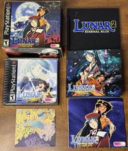 Lunar 2 Eternal Blue Completo Edizione da Collezione PS1 PlayStation CIB Testato - Foto 1 di 23