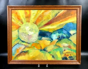 Sun over Mountains Sunja Kwock Acrylic on Board 17.5"x18.5" - Picture 1 of 14
