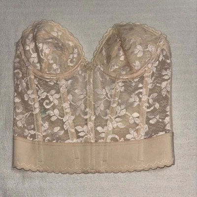 Corsé de encaje de carnaval vintage Bustier marfil talla 32B coqueta niña con aros Foto 1 de 4