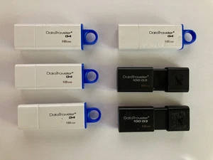 Job Lot 16GB x 6 Kingston Data Traveler 100 G3 & G4 USB 3.0 Flash Memory Sticks - Photo 1/1
