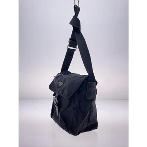 Authentische schwarze PRADA Nylon Dreieck Logo Crossbody Schultertasche - Bild 1 von 9