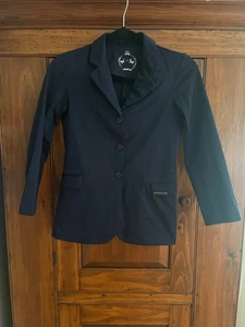 Equine Couture Children’s Raleigh Riding Show Coat Sz 14 Blue Button Up Stretch - Picture 1 of 7