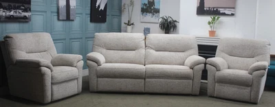 G PLAN SEATTLE ELECTRIC 3 SEATER SOFA+CHAIR & STATIC CHAIR, KAMPALA BEIGE FABRIC - Image 1 of 4