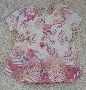 Top manga corta Emerge World Wear XXL tropical adornado floral para mujer - Imagen 1 de 6