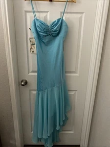 Abito formale Alfred Angelo donna stile 3806 ciano con taglio laterale bttm taglia 10 nuovo con etichette - Foto 1 di 10