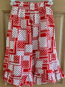 Sears Vintage 50s/60s Fun Geometric Red Flare Ruffle Skirt Sz Small / XS - Picture 1 of 5