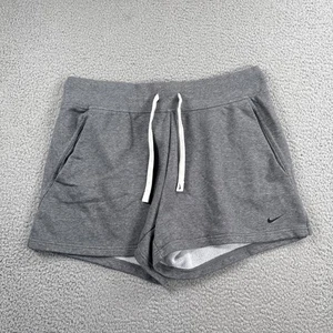 Nike Shorts Womens L Gray Sweat Shorts Drawstring Pull On Pockets Sports Workout - Picture 1 of 12
