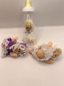 Vintage 1970’s Mini Baby Doll In Bottle & On Tummy Hong Kong Plastic - Picture 1 of 6