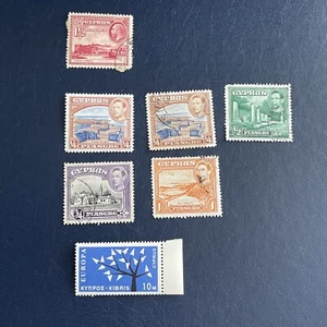 Cyprus 1934-1938,1963 Various 6 Stamps And 1 Block Of 2, See Photos - Picture 1 of 9