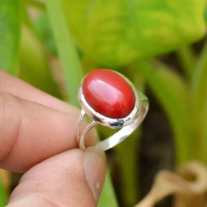 Gemstone Red Coral 925 Sterling Silver Solid Handmade Ring Gift for Woman - Picture 1 of 8