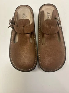 Alegria Scarpe Donna 6,5/36 Marrone Glitter Zoccoli Fibbia Strass Comode - Foto 1 di 17