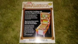 MISS AMERICA BINGO-Bally PINBALL ORIGINAL VINTAGE ADVERTISING FLYER-L@@K! - Picture 1 of 1