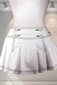 Vintage Miss Sixty weiß Plissee niedrig geschnitten Micro Minirock integrierte Unterhose - MED - Bild 1 von 7