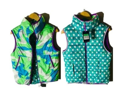 Chaleco acolchado reversible Nike SPTCAS para niñas, azul/verde, XL Foto 1 de 4