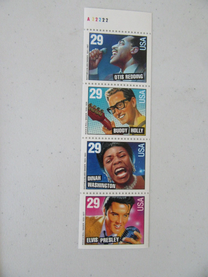 Sc#2737a Rock & Roll Music Preformers 29c Pane of 5 Stamps MNH Issue of 1993 - Image 1 of 1
