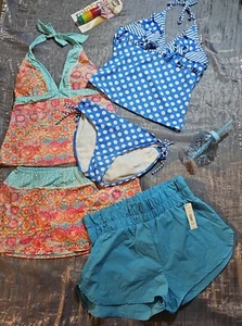VENERE & GIUSTIZIA 2 pezzi costume da bagno/costumi da bagno turchese blu bianco bikini a pois - Foto 1 di 16