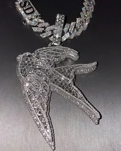 4Ct Rund Schliff Moissanit Unisex Vogel Nur Anhänger 14K Weiß Vergoldet - Bild 1 von 11