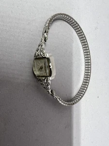 Ladies watch Elgin 14kt white gold w/ diamonds - Picture 1 of 6