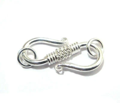 3 PCS 28X11MM COPPER BALI S HOOK CLASP STERLING SILVER PLATED 2MM THICK 791 JRH - Image 1 of 3