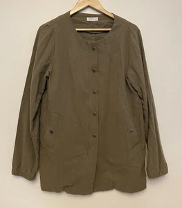 SWELL Ladies Jacket Size 12 Khaki Green Linen Cotton Surf-wear Casual Beach - Picture 1 of 13