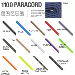 ATWOOD USA Paracord 1100 braided utility rope AUTHENTIC 6.53mm 500kg 15+ colours - Foto 1 di 35