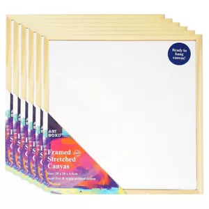 6x Art Boxd 28cm Square Stretch Canvas 280gsm Art Painting w/ Wooden Frame NTRL - Picture 1 of 2