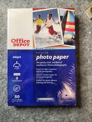 High Gloss Printer Photo Paper Office Depot 4X6" 50 Sheets New in Box - Image 1 of 2