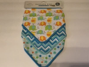 Little Beginnings 3er Pack Bandana Lätzchen, Elefanten-/Sternenmuster super weicher Stoff - Bild 1 von 2