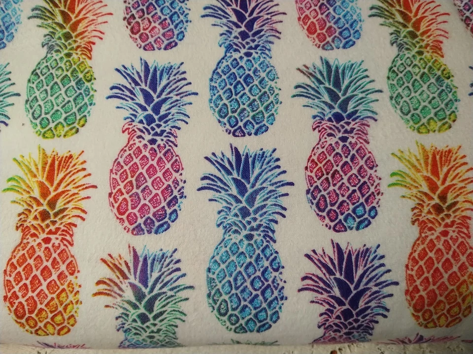 Colorful Rainbow Pineapples Snuggle Cotton Flannel Fabric 21" Long x 36" Wide - Image 1 of 4