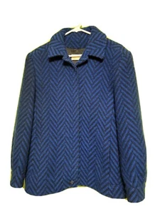 Vintage 1950s 1960s Pendleton Jacket Size 12 Blue Black Striped Blazer Wool USA - Picture 1 of 6