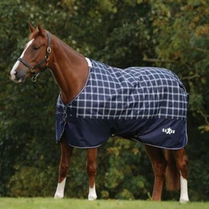 Saxon Defiant 600D Standard Neck 0g Turnout Rug - Navy Plaid - Picture 1 of 1