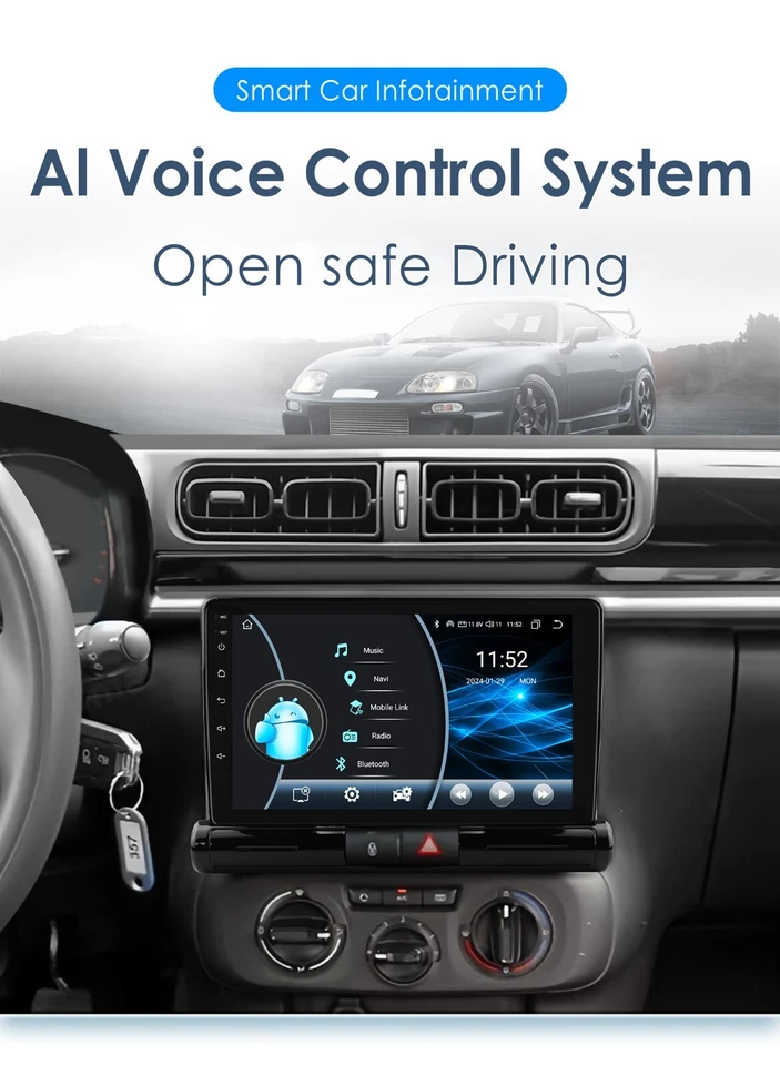 Autoradio 9" Android 13 CarPlay GPS per Citroen C3 C4 aircross 2017-2023 WIFI DSP